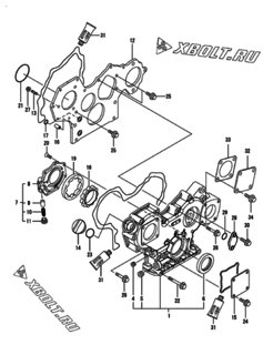  Двигатель Yanmar 4TNV88-MPZ, узел -  Корпус редуктора 