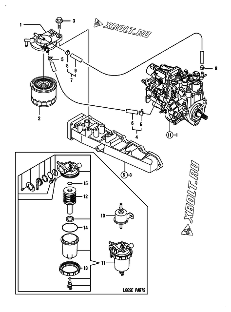  Топливопровод двигателя Yanmar 4TNV88-MPZ