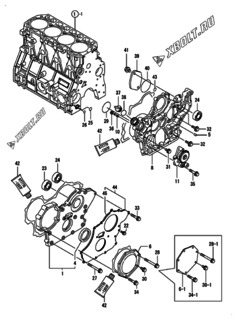  Двигатель Yanmar 4TNV94L-NHZ, узел -  Корпус редуктора 