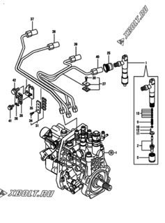  Двигатель Yanmar 4TNV94L-NHZ, узел -  Форсунка 