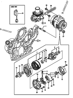  Двигатель Yanmar 4TNV94LPHYBC, узел -  Генератор 