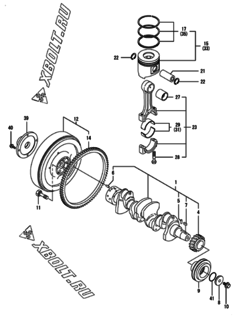  Двигатель Yanmar 4TNV94L-NCKSK, узел -  Коленвал и поршень 