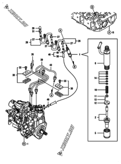  Двигатель Yanmar 3TNV88-DMP, узел -  Форсунка 