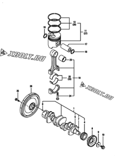  Двигатель Yanmar 4TNE92-SNMC, узел -  Коленвал и поршень 