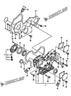  Двигатель Yanmar 3TNV88-XFU, узел -  Корпус редуктора 