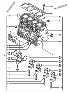  Двигатель Yanmar 4TNV88-SXG, узел -  Блок цилиндров 