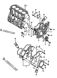  Двигатель Yanmar 4TNV98T-N2FN, узел -  Корпус редуктора 