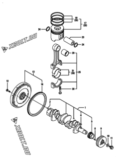  Двигатель Yanmar 4TNV84T-DFM, узел -  Коленвал и поршень 