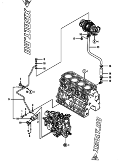  Двигатель Yanmar 4TNV84T-DFM, узел -  Система смазки 