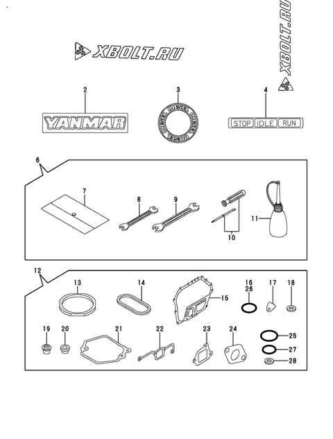  Инструменты, шильды и комплект прокладок двигателя Yanmar L70AE-DEGMO1