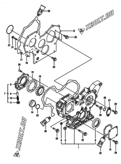  Двигатель Yanmar 3TNV82A-SDB, узел -  Корпус редуктора 