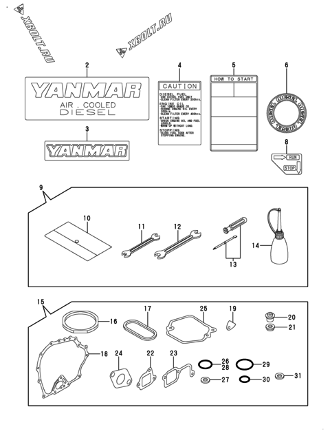  Инструменты, шильды и комплект прокладок двигателя Yanmar L48ARE-SE15A