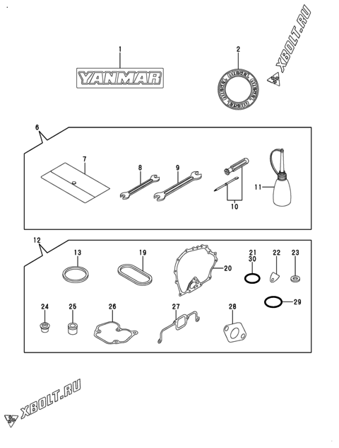  Инструменты, шильды и комплект прокладок двигателя Yanmar L48V6KF9T3ER