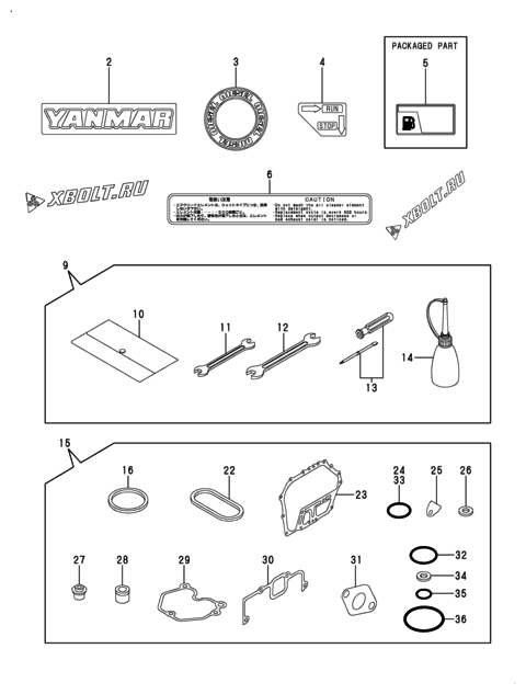  Инструменты, шильды и комплект прокладок двигателя Yanmar L100V6CA2C5EA13