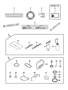  Двигатель Yanmar L100V6CA2C5EA13, узел -  Инструменты, шильды и комплект прокладок 