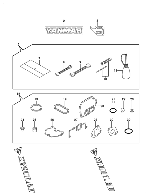  Инструменты, шильды и комплект прокладок двигателя Yanmar L100V6EN9C9EAMA