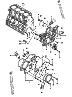  Двигатель Yanmar 4TNV98-NDI, узел -  Корпус редуктора 