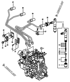  Двигатель Yanmar 4TNV98-NDI, узел -  Форсунка 