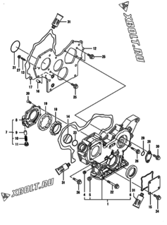  Двигатель Yanmar 3TNV88-GMG, узел -  Корпус редуктора 