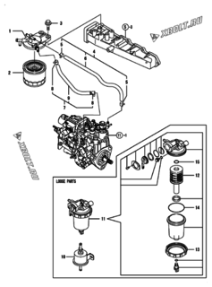  Двигатель Yanmar 4TNV88-GMG, узел -  Топливопровод 