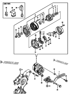  Двигатель Yanmar 4TNV88-GMG, узел -  Генератор 