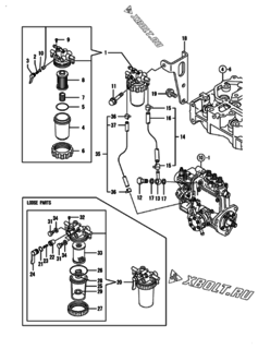  Двигатель Yanmar 3TNV70-AMP, узел -  Топливопровод 