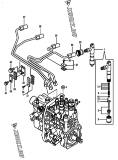  Двигатель Yanmar 4TNV98-XAT, узел -  Форсунка 