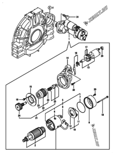  Двигатель Yanmar 4TNV94L-PLY, узел -  Стартер 