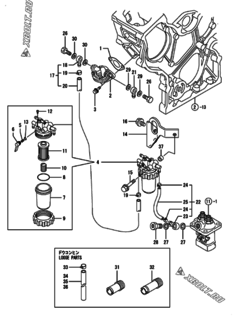  Двигатель Yanmar 2TNE68-CMC, узел -  Топливопровод 