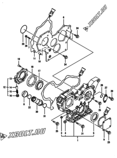  Двигатель Yanmar 3TNV88-PFN, узел -  Корпус редуктора 