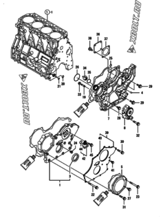  Двигатель Yanmar 4TNV98-GGEHC, узел -  Корпус редуктора 