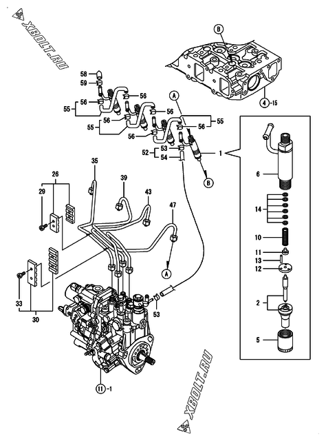  Форсунка двигателя Yanmar 4TNV88-BPNKR
