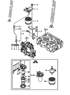  Двигатель Yanmar 2TNV70-PSU, узел -  Топливопровод 