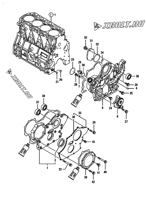  Корпус редуктора двигателя Yanmar 4TNV98-NKTC