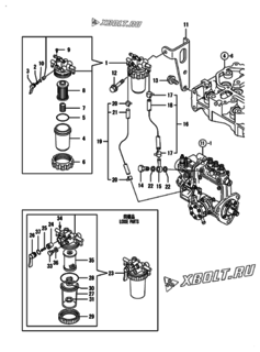  Двигатель Yanmar 3TNV70-GMG, узел -  Топливопровод 