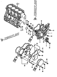 Двигатель Yanmar 4TNV98-ZWDB5, узел -  Корпус редуктора 