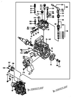  Двигатель Yanmar 4TNV98-ZWDB7, узел -  Топливный насос высокого давления (ТНВД) 