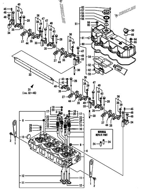  Головка блока цилиндров (ГБЦ) двигателя Yanmar 4TNV94L-PDBWK