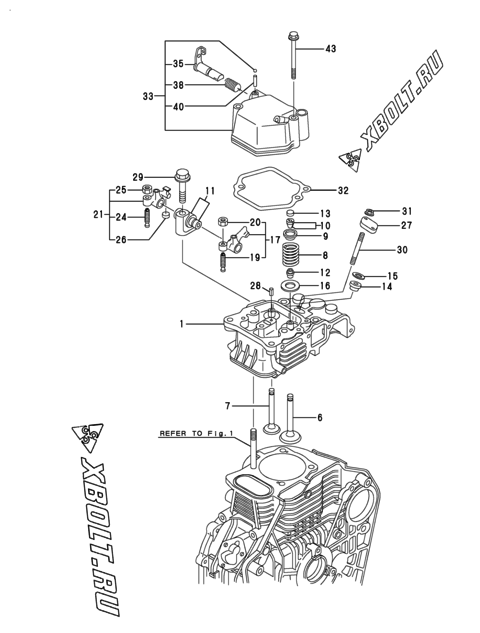  Головка блока цилиндров (ГБЦ) двигателя Yanmar L100AE-DE1