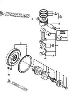  Двигатель Yanmar 3TNV82A-BDSA3, узел -  Коленвал и поршень 