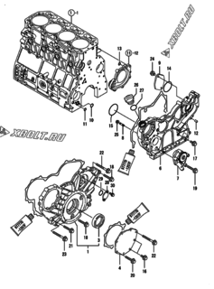  Двигатель Yanmar 4TNV106-GGE, узел -  Корпус редуктора 