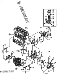  Двигатель Yanmar 4TNV106-GGE, узел -  Система водяного охлаждения 