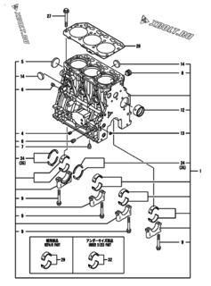  Двигатель Yanmar 3TNV88-BDSA2, узел -  Блок цилиндров 