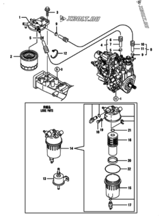  Двигатель Yanmar 4TNV88-BDSA2T, узел -  Топливопровод 