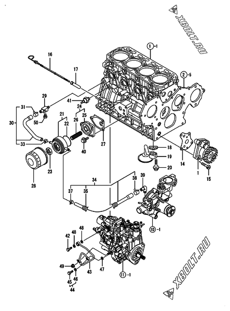  Система смазки двигателя Yanmar 4TNV88-BDSA3T