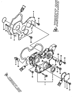  Двигатель Yanmar 3TNV88-BPYB1, узел -  Корпус редуктора 