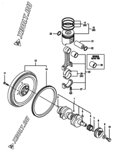  Двигатель Yanmar 3TNV88-BPYB1, узел -  Коленвал и поршень 