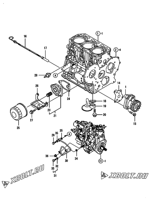  Система смазки двигателя Yanmar 3TNV88-BPYB1