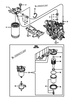  Двигатель Yanmar 4TNV88-BPNS, узел -  Топливопровод 