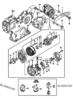  Двигатель Yanmar 3TNV82A-BDNSV, узел -  Генератор 